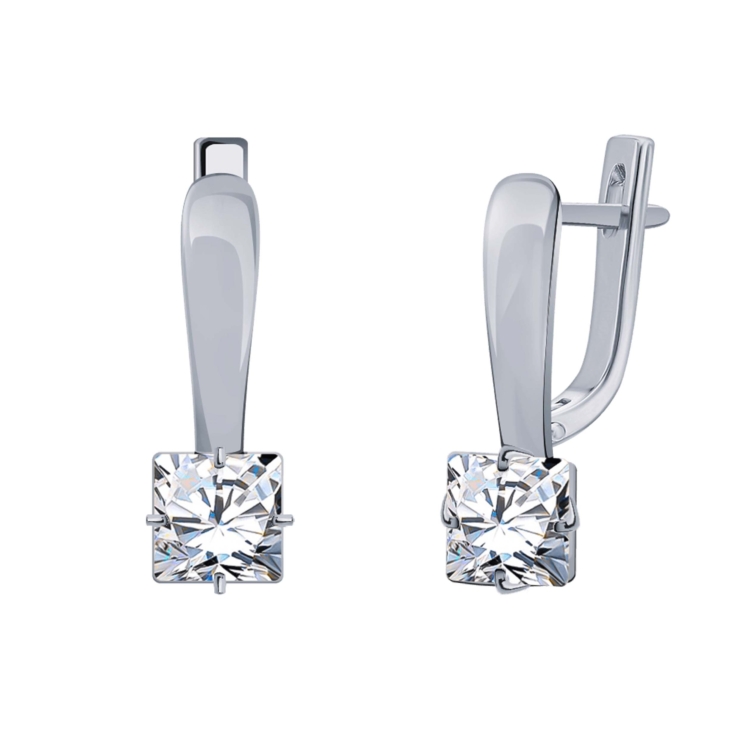 Серьги из серебра с фианитами на английском замке арт. 22051-925