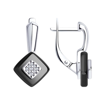 Серьги из серебра с керамическими вставками и фианитами арт. 94-120-01270-1