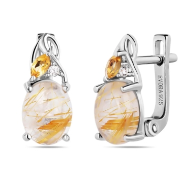 Серьги из серебра с кварцем и цитрином арт. 658677