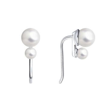 Серьги-клаймберы из серебра с жемчугом арт. 94025046