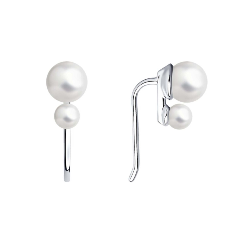 Серьги-клаймберы из серебра с жемчугом арт. 94025046