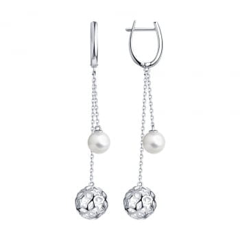 Серьги из серебра с жемчугом Swarovski