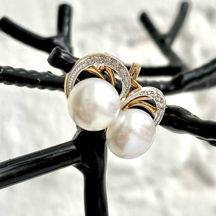 Серьги из золота с жемчугом и фианитами арт. 2551450b