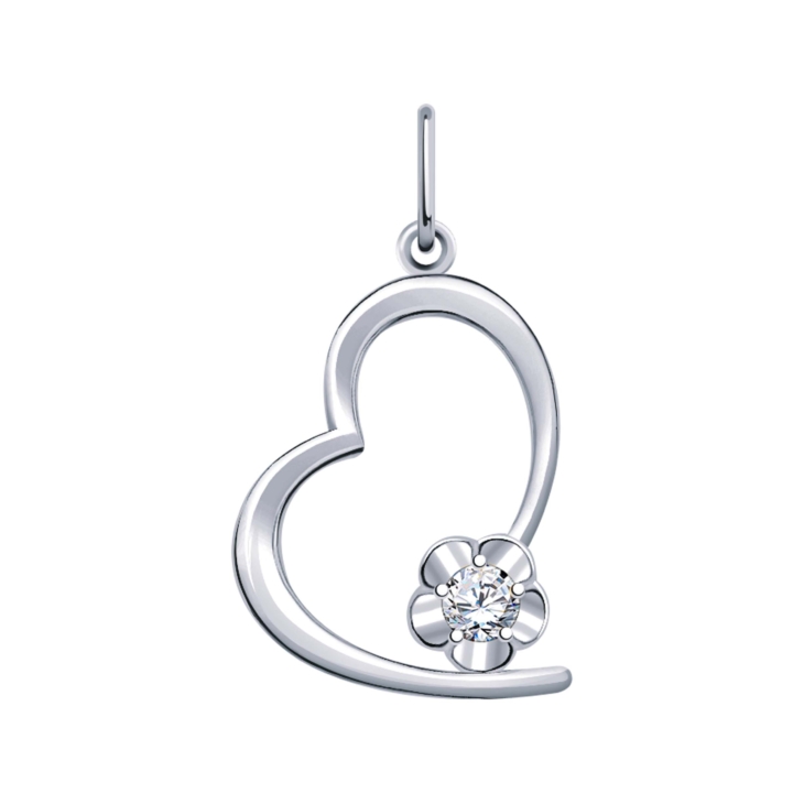 Подвеска Сердце из серебра с фианитом арт. 50326-925