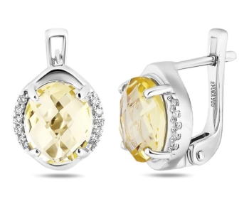 Серьги из серебра с лимонным топазом арт. 625774
