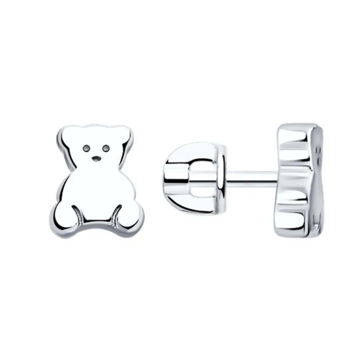 Серьги-пусеты Мишка из серебра арт. 94025945