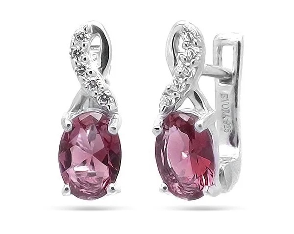 Серьги из серебра с родолитом арт. 929