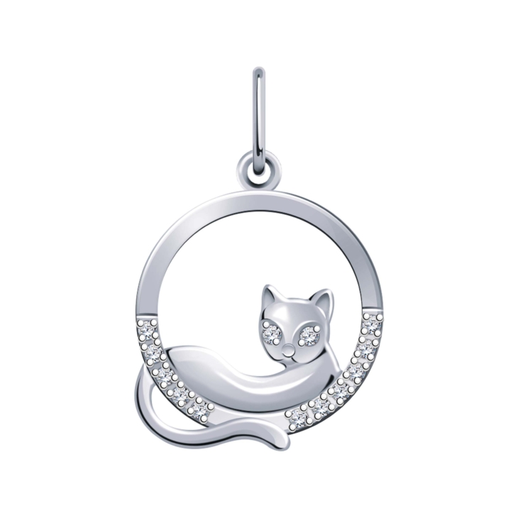 Подвеска Кошка из серебра с фианитами арт. 50242-925