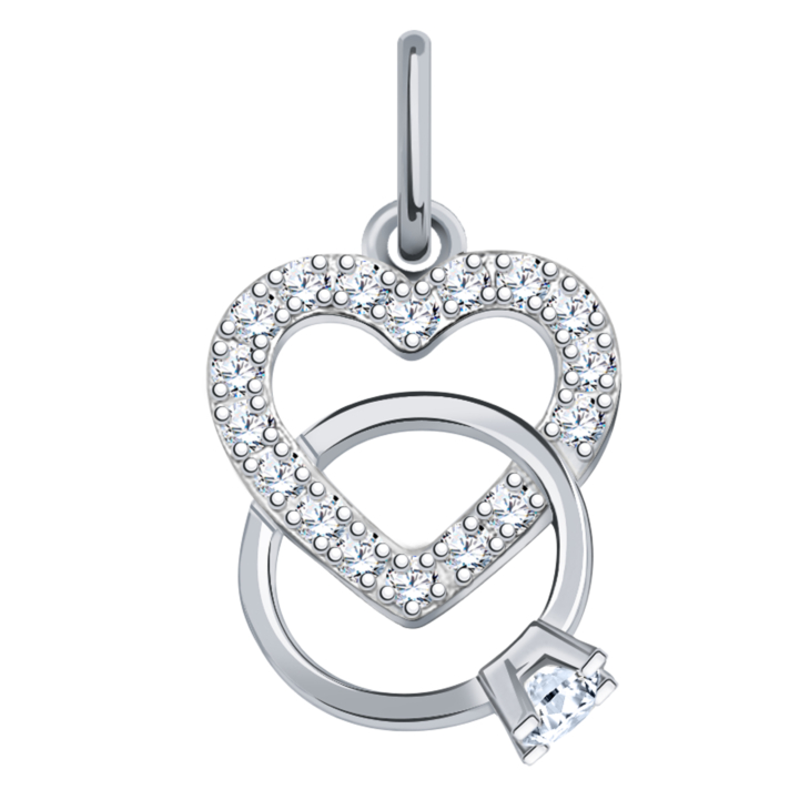 Подвеска Сердце из серебра с фианитами арт. 50095-925