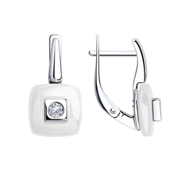 Серьги из серебра с керамикой и фианитами арт. 94-120-01278-2