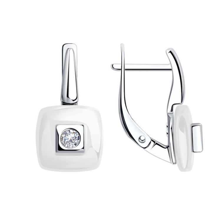 Серьги из серебра с керамикой и фианитами арт. 94-120-01278-2