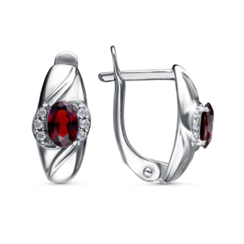 Серьги из серебра с гранатами и фианитами арт. 33111402ДГр