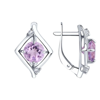 Серьги из серебра с аметистами и фианитами арт. 94-320-00603-2