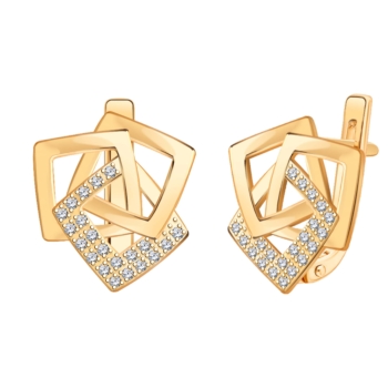 Серьги из серебра с золочением и фианитами арт. 21364з-925