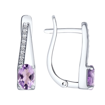 Серьги из серебра с аметистами и фианитами арт. 92025369