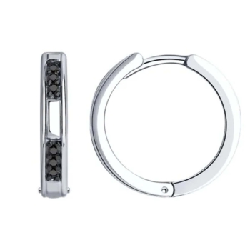 Серьги-конго из серебра с черными фианитами арт. 94-120-01632-1