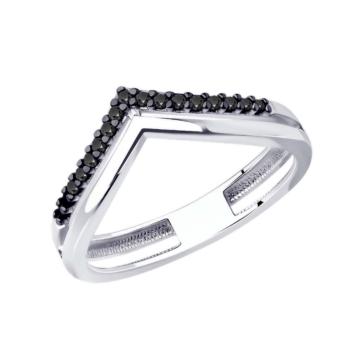 Серебряное кольцо с черными фианитами арт. 94-110-01595-1