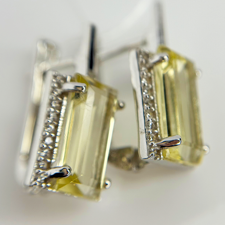 Серьги из серебра с лимонным топазом арт. 648389