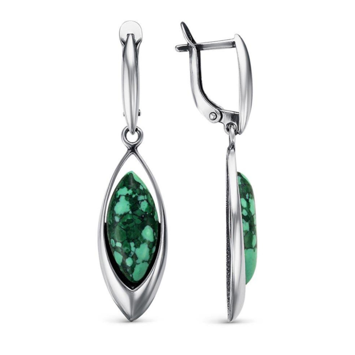 Серьги из серебра с малахитом арт. 33312288м