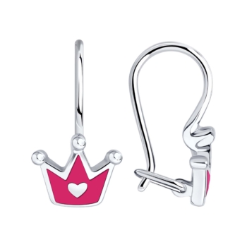 Серьги Корона из серебра с эмалью арт. 94-120-02219-1