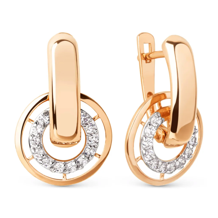 Серьги из красного золота с фианитами арт. 030782-1102