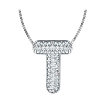 Подвеска буква Т из серебра с фианитами арт. 54-72-0001-17741