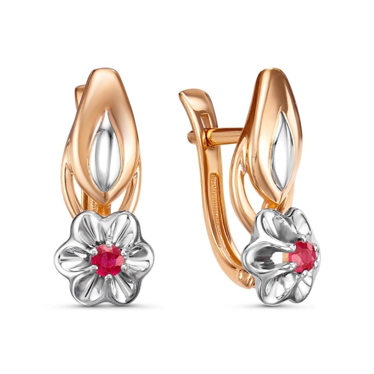 Серьги из золочёного серебра с рубинами арт. п2-679зр415