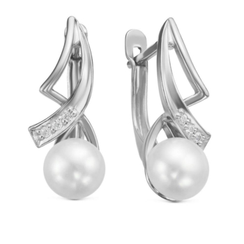 Серьги из серебра с жемчугом и фианитами арт. 33310846Д