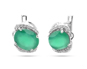 Серьги из серебра с зеленым агатом арт. 628158