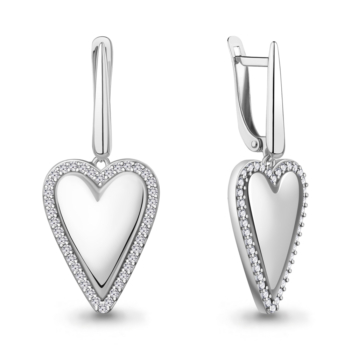 Серьги из серебра с фианитами Сердца арт. 400808А.5