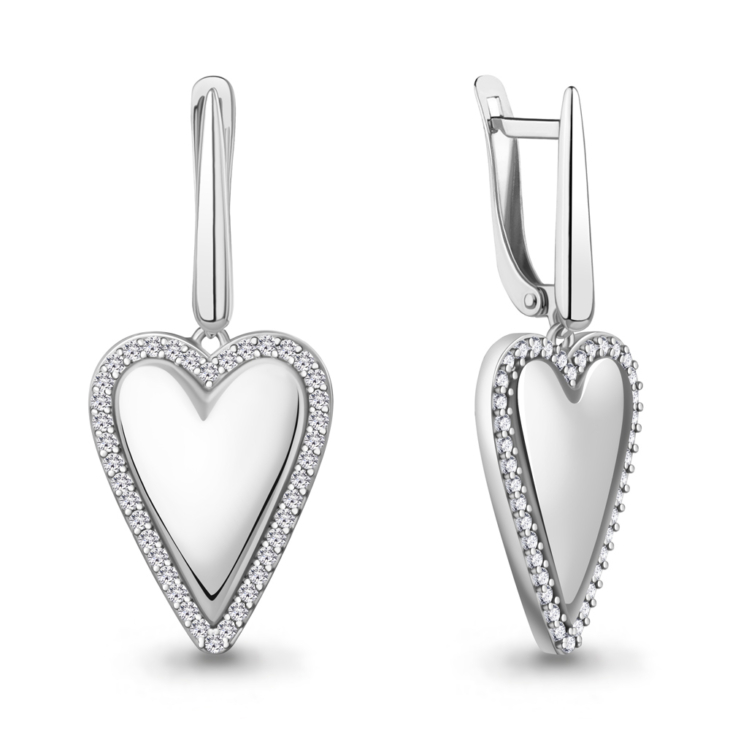 Серьги из серебра с фианитами Сердца арт. 400808А.5