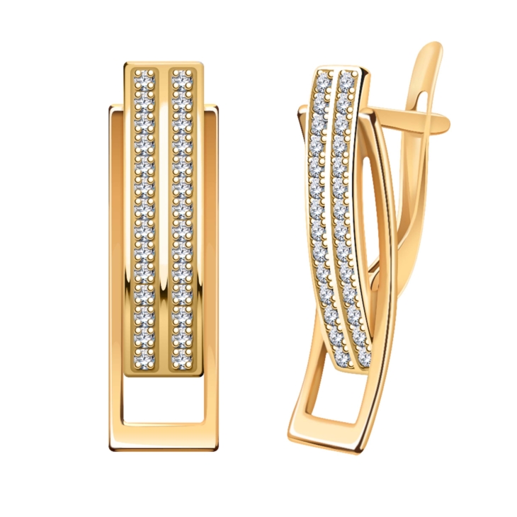 Серьги из золоченного серебра с фианитами арт. 20928з-925
