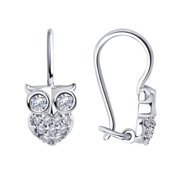 Серьги Совы из серебра с фианитами арт. 94-120-00030-1