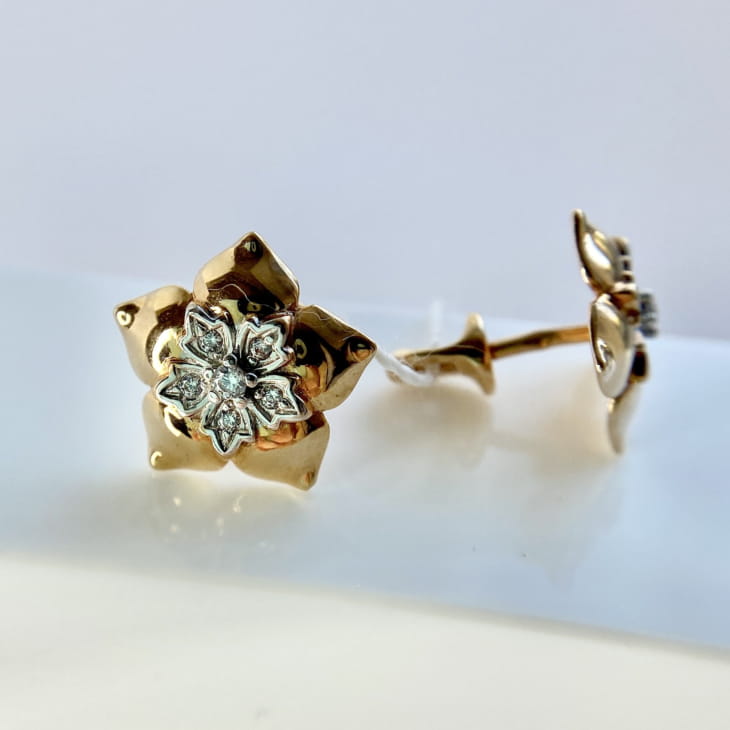 Серьги из золота с фианитами со скидкой -60%