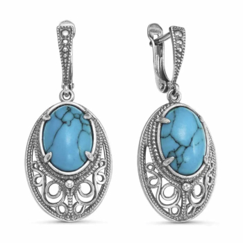 Серьги из серебра с бирюзой арт. 3339180Б