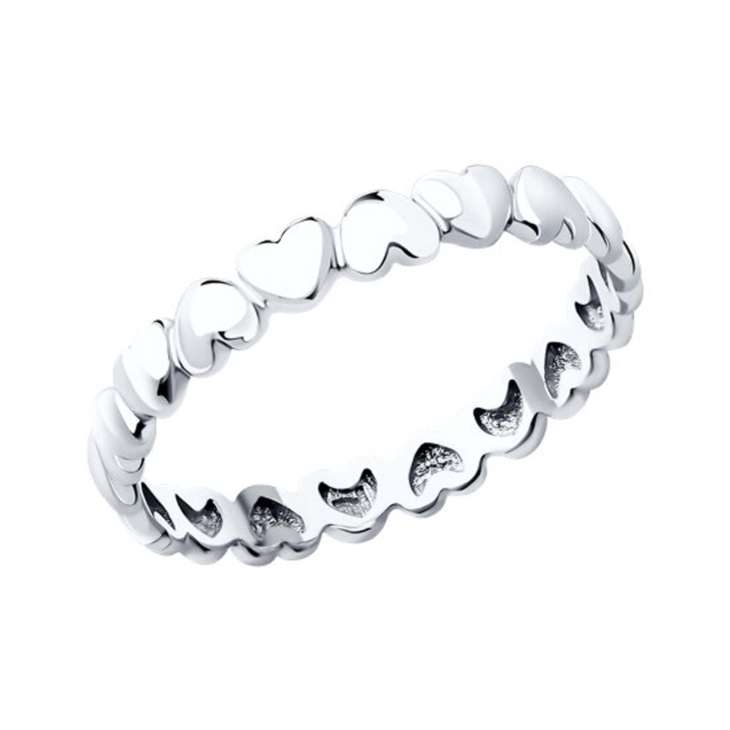 Серебряное кольцо с рисунком в форме Сердец арт. 94013751