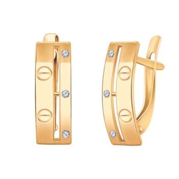 Серьги реплика из золоченного серебра с фианитами арт. 21256з-925