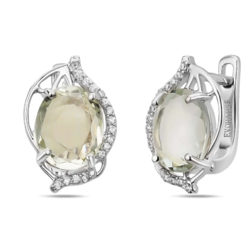 Серьги из серебра с зеленым аметистом арт. 630085
