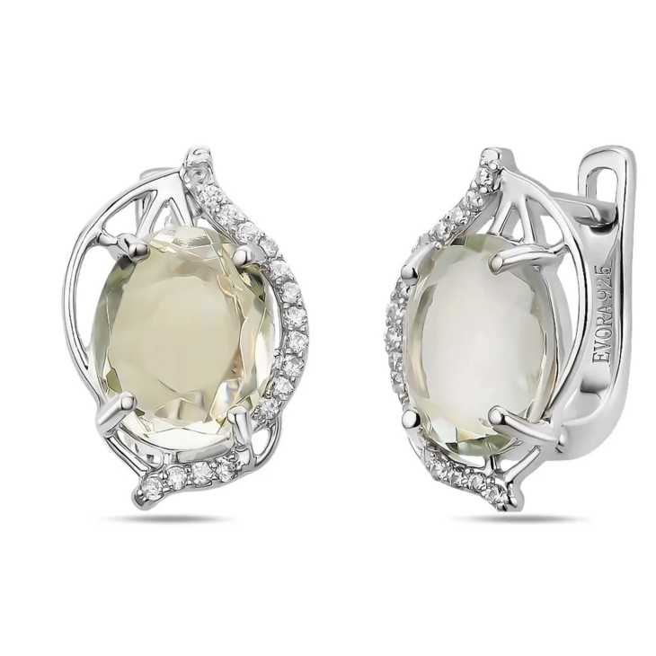 Серьги из серебра с зеленым аметистом арт. 630085
