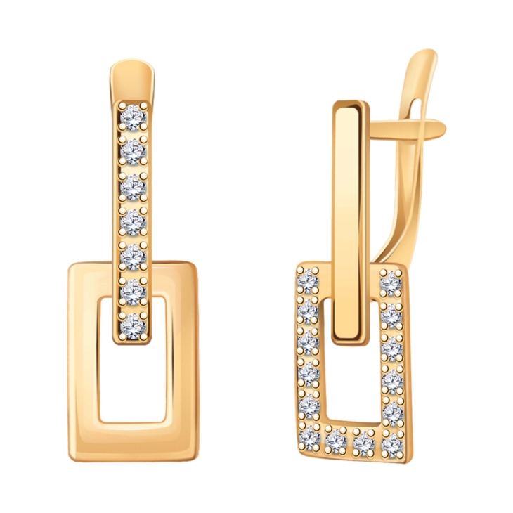 Серьги из золоченного серебра ассиметричные арт. 22145з-925