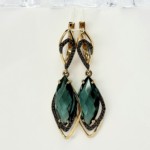 Серьги из золота с ситаллом и фианитами арт. 200-865