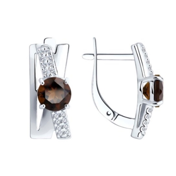 Серьги из серебра с раухтопазами и фианитами арт. 94-320-00784-1