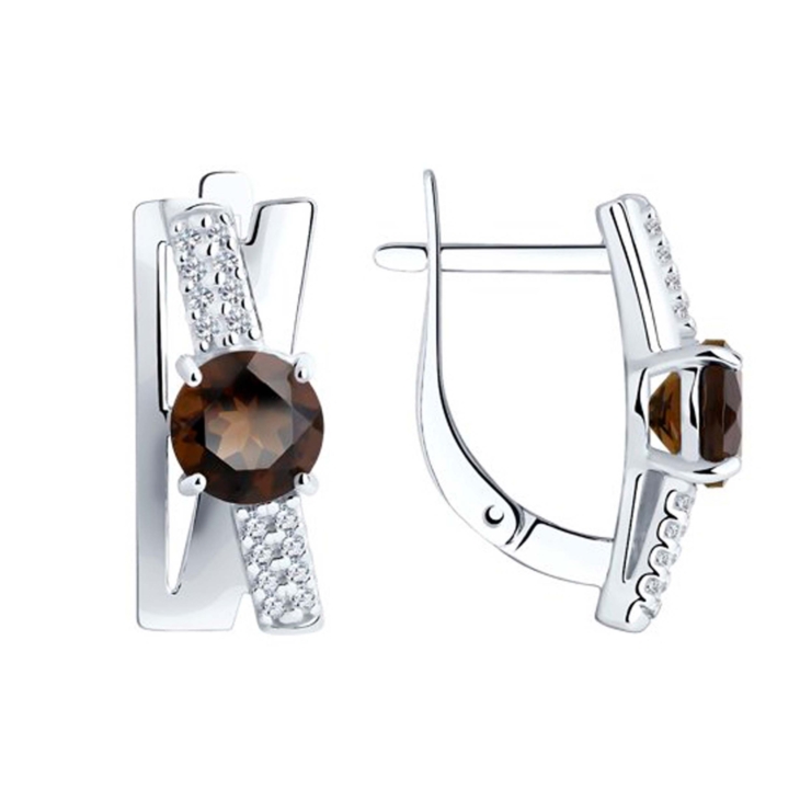 Серьги из серебра с раухтопазами и фианитами арт. 94-320-00784-1