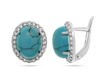 Серьги из серебра с пресс. бирюзой арт. 650858