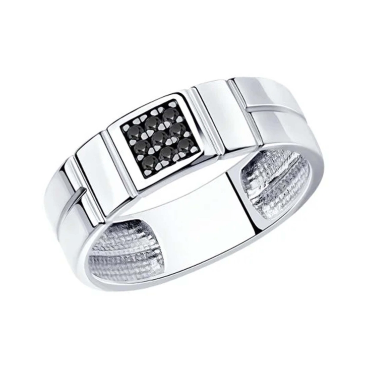 Кольцо мужское из серебра с фианитами арт. 94-110-01182-1