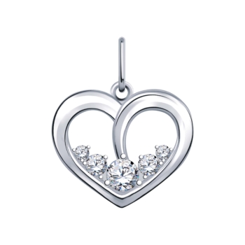 Подвеска Сердце из серебра с фианитами арт. 50335-925