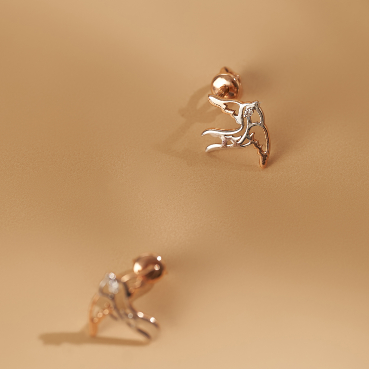 Серьги из золота с фианитами Птицы арт. 30068800