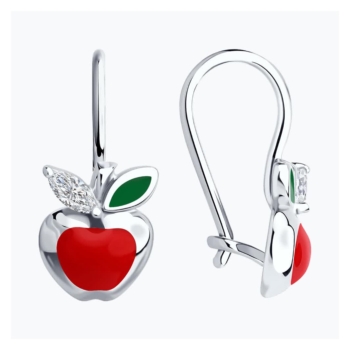 Серьги из серебра с эмалью и фианитами арт. 94-120-02171-1