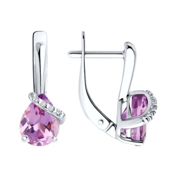 Серьги из серебра с аметистами и фианитами арт. 92022963