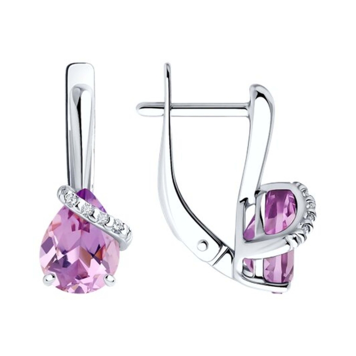 Серьги из серебра с аметистами и фианитами арт. 92022963